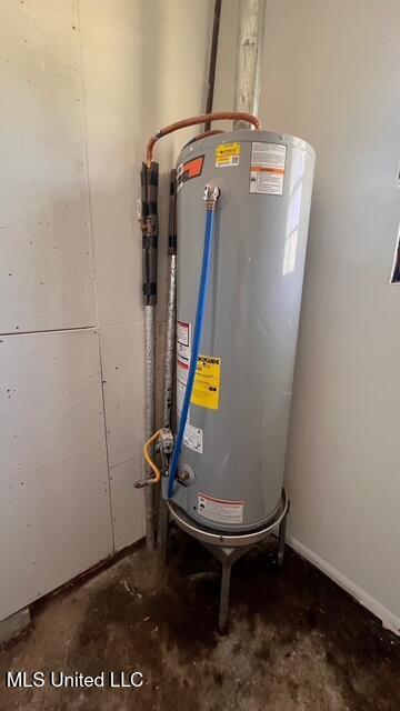 utility room featuring gas water heater