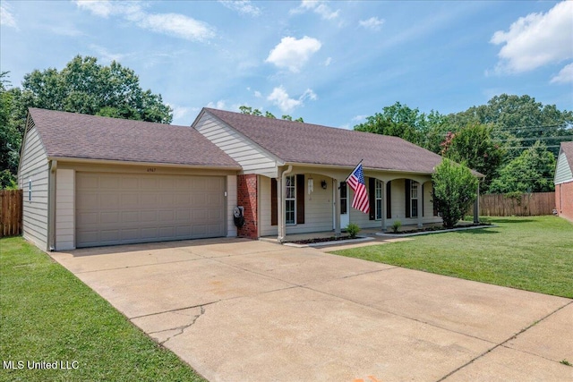 6967 Green Way Cv, Olive Branch, MS 38654 - single story home with covered porch, a garage, concrete driveway, and roof with shingles