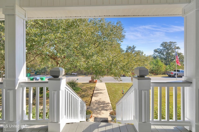 view of yard with a porch