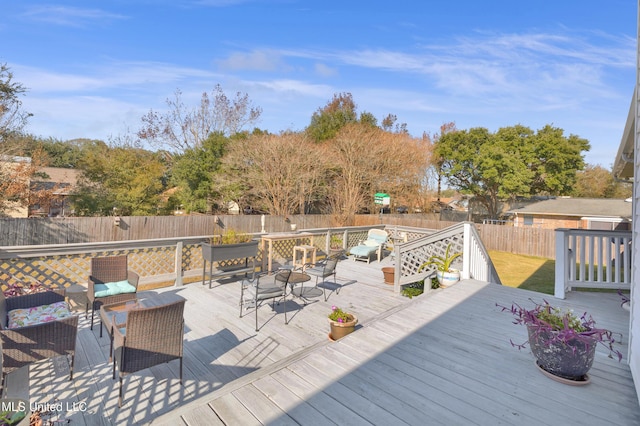 deck featuring an outdoor hangout area