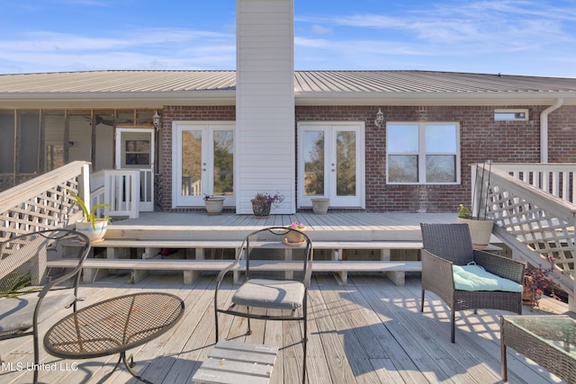 wooden deck with french doors