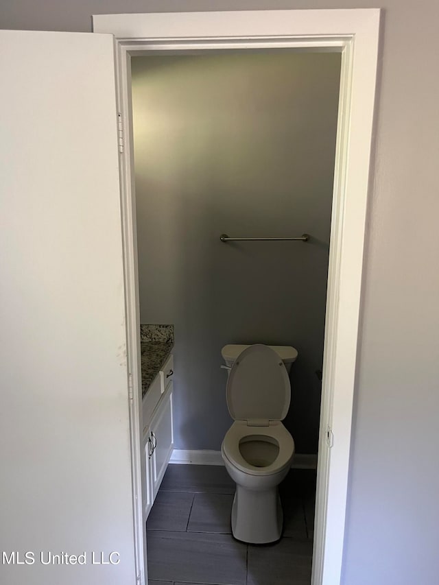 bathroom with toilet and vanity