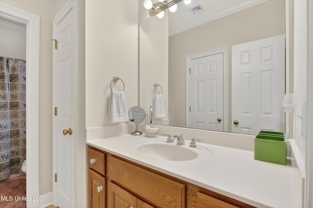 7622 Fairway Dr, Diamondhead, MS 39525 - bathroom with vanity and ornamental molding