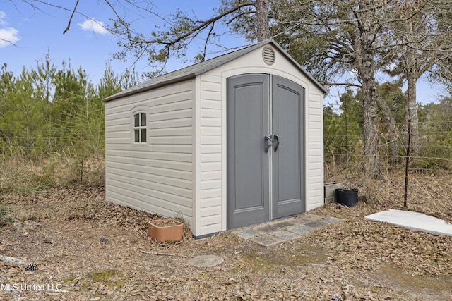 view of shed