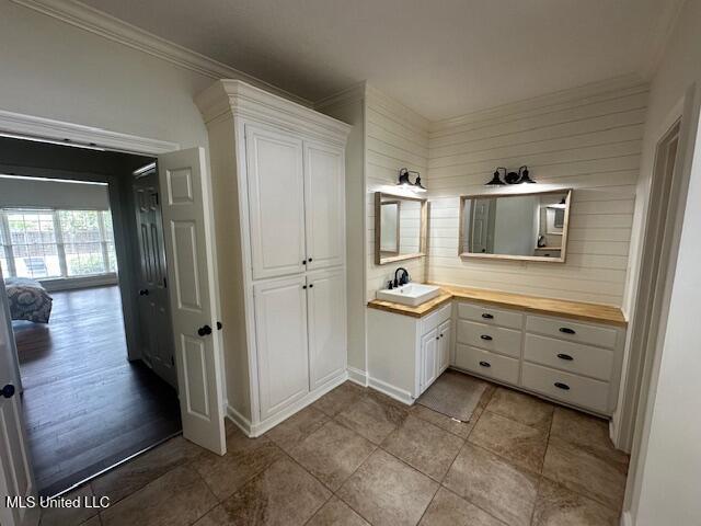 117 Peninsula Dr, Brandon, MS 39047 - bathroom featuring vanity and ornamental molding