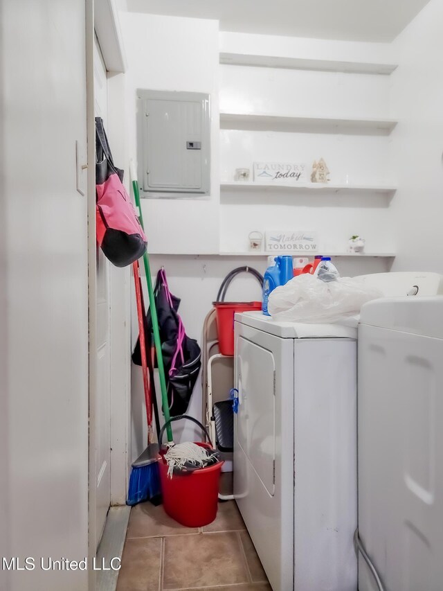 2220 18th Ave, Gulfport, MS 39501 - laundry area with tile patterned flooring, laundry area, washer and clothes dryer, and electric panel