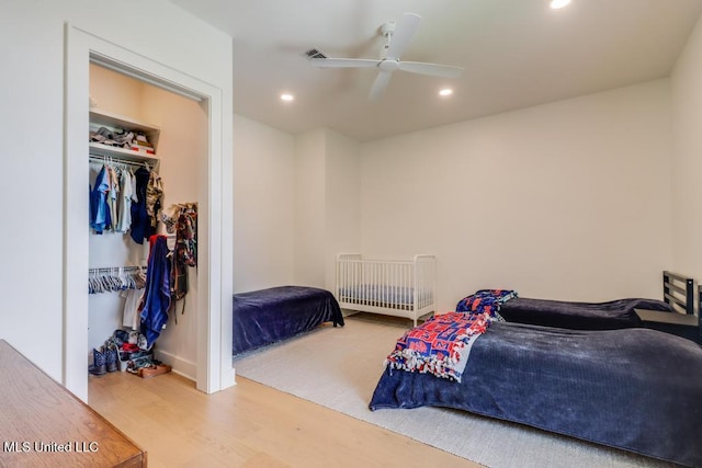405 Mason Ave, Long Beach, MS 39560 - bedroom with wood finished floors, recessed lighting, a closet, and a ceiling fan