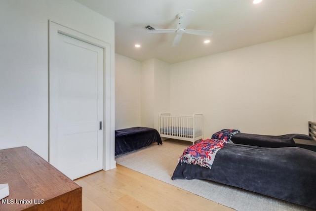 405 Mason Ave, Long Beach, MS 39560 - bedroom featuring light wood-style floors, recessed lighting, and a ceiling fan