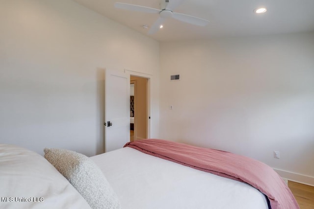 405 Mason Ave, Long Beach, MS 39560 - bedroom with recessed lighting, wood finished floors, ceiling fan, and lofted ceiling