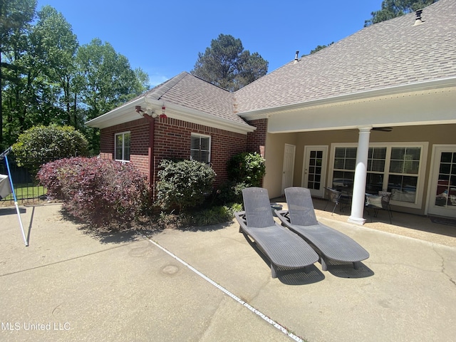 view of patio / terrace featuring a ceiling fan
