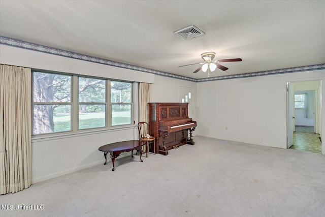 182 Brandon Williamsburg Rd, Mendenhall, MS 39114 - sitting room featuring carpet floors, ceiling fan, and healthy amount of natural light