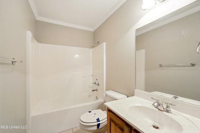 129 E Sunnybrook Rd, Carriere, MS 39426 - bathroom featuring crown molding, toilet, vanity, and shower / tub combination