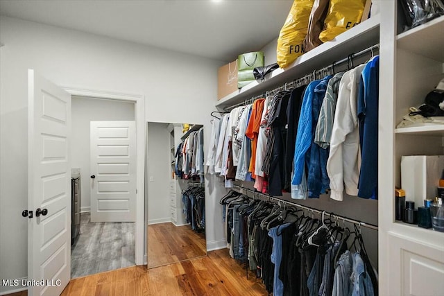 spacious closet featuring wood finished floors