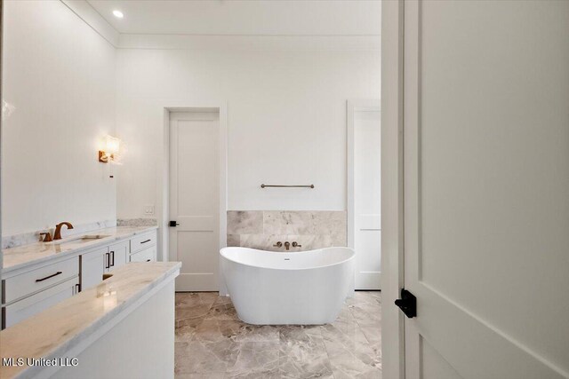 462 Whittington Cir, Madison, MS 39110 - full bath with a freestanding tub, marble finish floor, and vanity