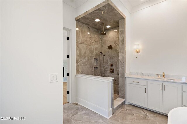 462 Whittington Cir, Madison, MS 39110 - full bath with vanity, a tile shower, and marble finish floor