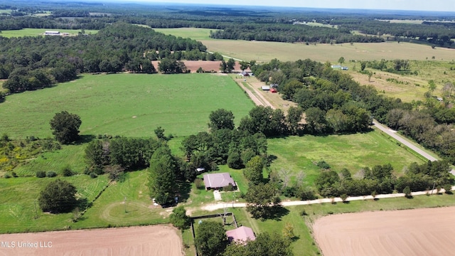 drone / aerial view with a rural view