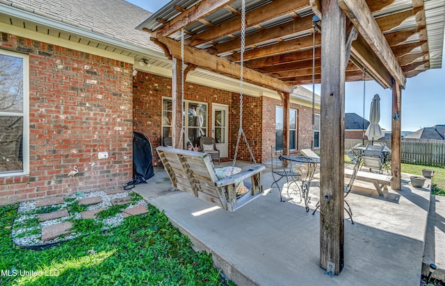 view of patio with area for grilling