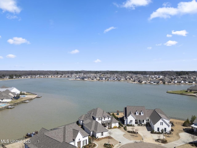 property view of water with a residential view