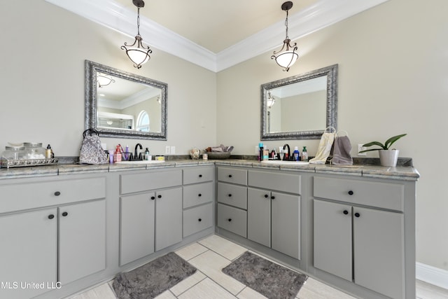 12441 Old Cypress Creek Cv, Diberville, MS 39540 - full bath featuring ornamental molding and double vanity