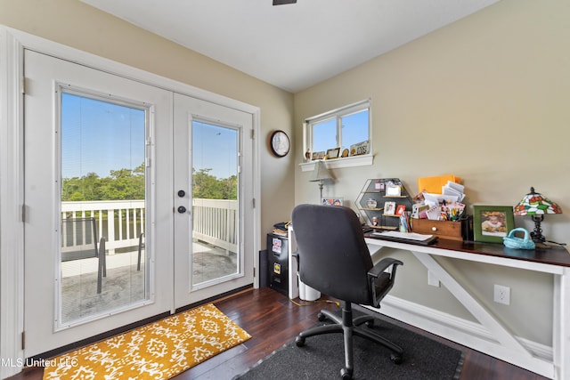12441 Old Cypress Creek Cv, Diberville, MS 39540 - office space featuring dark wood finished floors and french doors