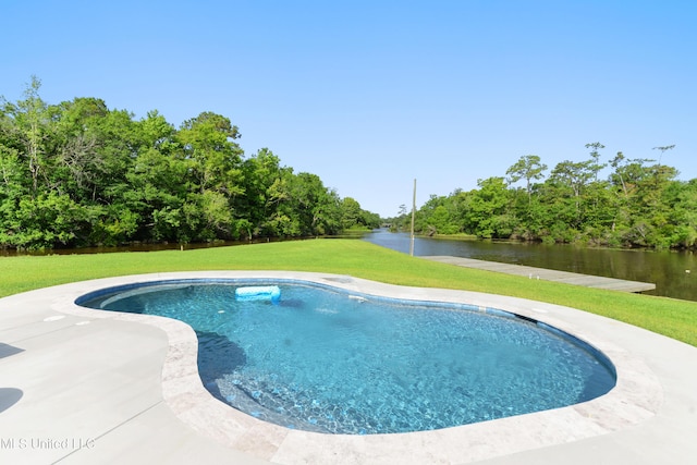 12441 Old Cypress Creek Cv, Diberville, MS 39540 - outdoor pool featuring a lawn and a water view