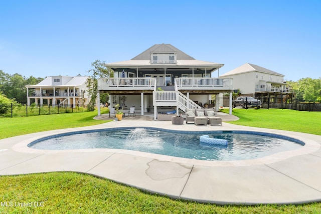 12441 Old Cypress Creek Cv, Diberville, MS 39540 - back of house featuring stairs, a patio, and a metal roof