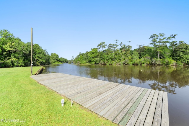 12441 Old Cypress Creek Cv, Diberville, MS 39540 - dock featuring a water view and a lawn