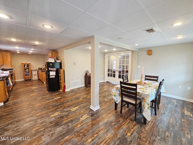 906 W Lakeshore Dr, Carriere, MS 39426 - dining room with dark wood-type flooring, french doors, baseboards, and recessed lighting