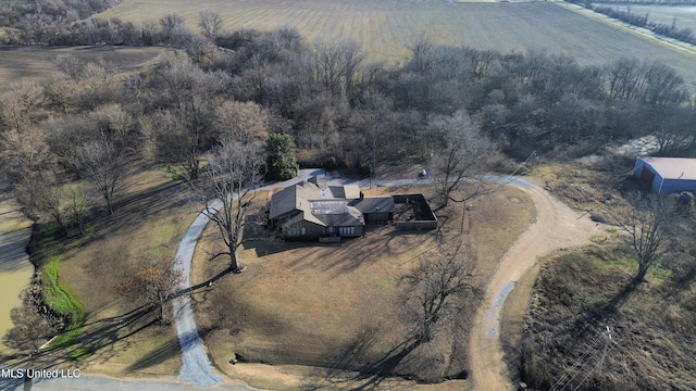 aerial view featuring a rural view