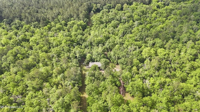 bird's eye view featuring a view of trees