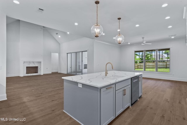 308 Lois Ct, Madison, MS 39110 - kitchen with open floor plan, a sink, stainless steel dishwasher, recessed lighting, and baseboards