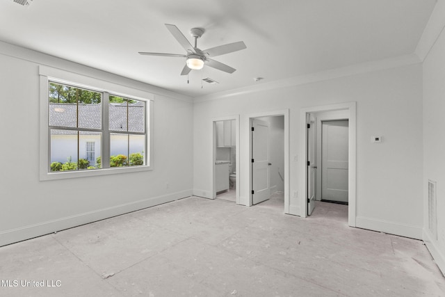 308 Lois Ct, Madison, MS 39110 - unfurnished bedroom with baseboards, ensuite bath, and ceiling fan