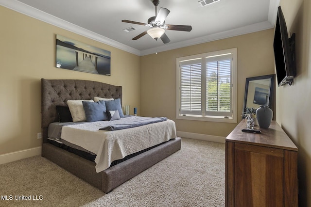430 Johnstone Dr, Madison, MS 39110 - bedroom featuring ornamental molding, light carpet, baseboards, and ceiling fan