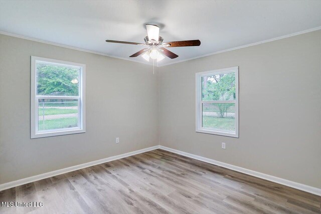 unfurnished room with light wood-type flooring and plenty of natural light