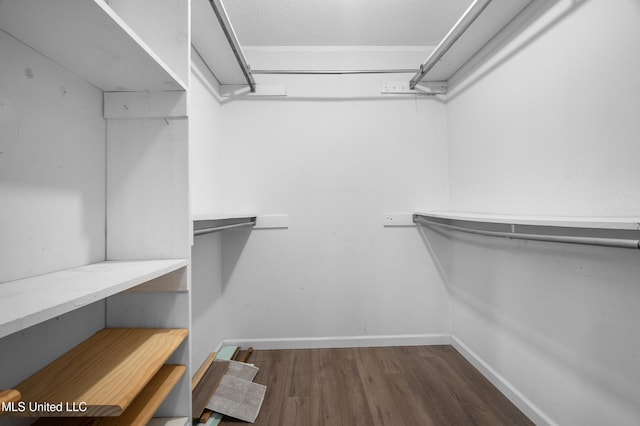 walk in closet featuring wood finished floors