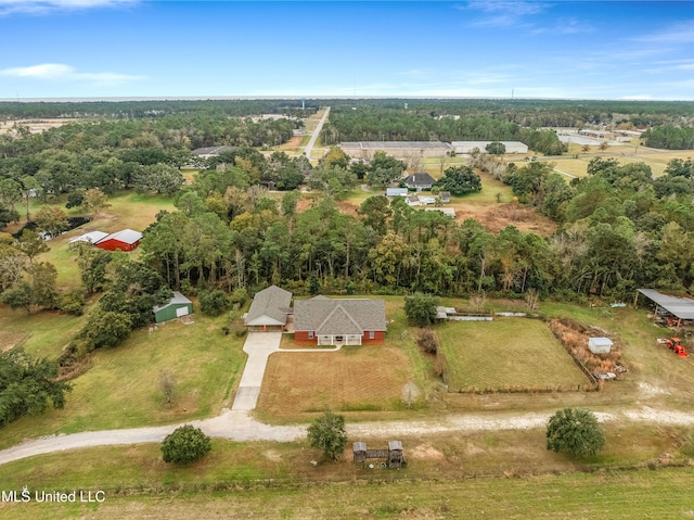 aerial view with a rural view