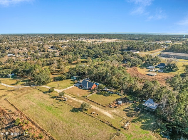 aerial view with a rural view