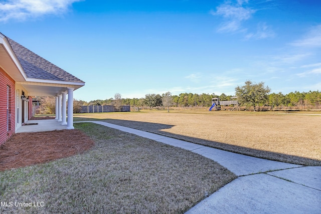 view of yard featuring a playground