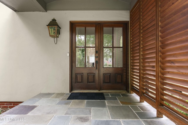 view of exterior entry with french doors