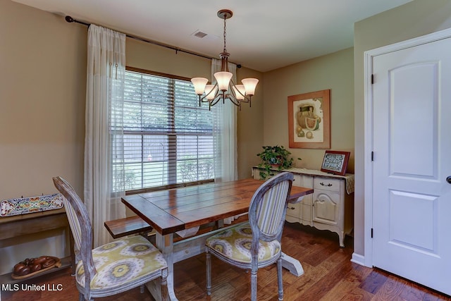 2634 Harvest Tree Dr, Southaven, MS 38672 - dining space featuring a chandelier and dark wood finished floors