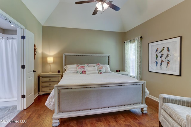 2634 Harvest Tree Dr, Southaven, MS 38672 - bedroom featuring lofted ceiling, wood finished floors, and a ceiling fan