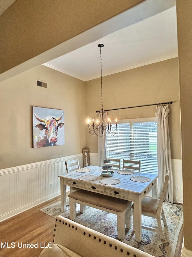 3426 Westwind Dr, Nesbit, MS 38651 - dining area featuring wood finished floors, wainscoting, and a chandelier