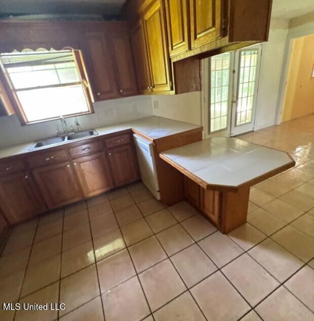 5 Union Church Rd, Tylertown, MS 39667 - kitchen featuring a sink, light countertops, dishwasher, and light tile patterned flooring