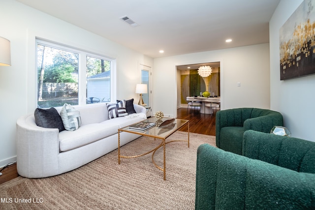 living room featuring hardwood / wood-style flooring