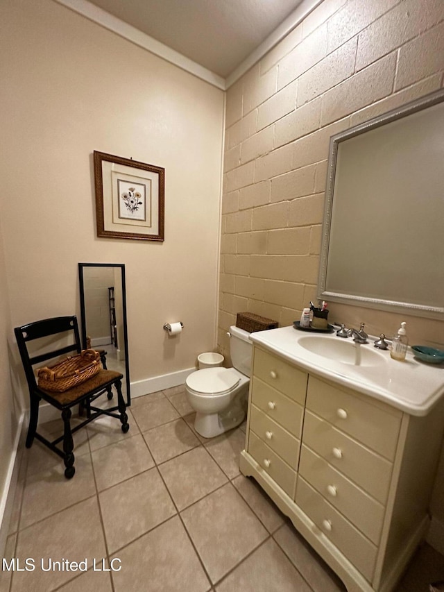 515 Krebs Ave, Pascagoula, MS 39567 - half bath with vanity, tile patterned floors, and crown molding
