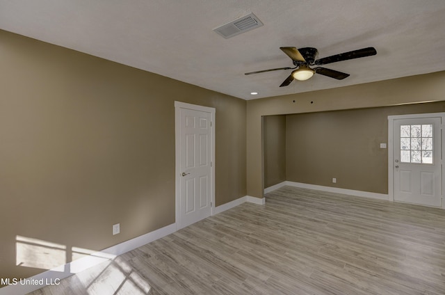 223 Second Ave, Vicksburg, MS 39183 - unfurnished room with ceiling fan and light hardwood / wood-style floors