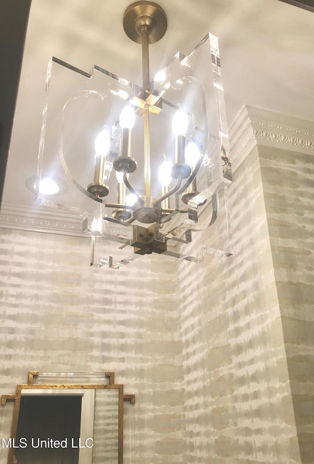details with a chandelier