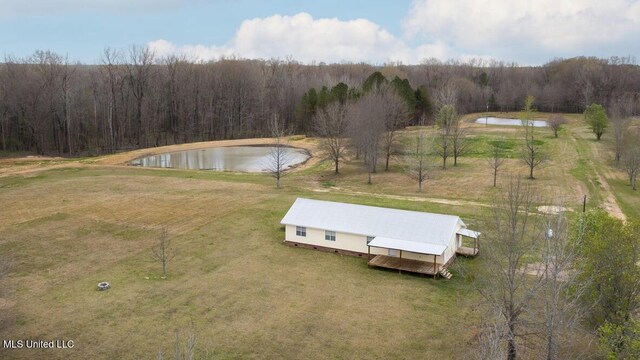 1144 Little Big Mound Rd, Bentonia, MS 39040 - drone / aerial view featuring a water view and a forest view