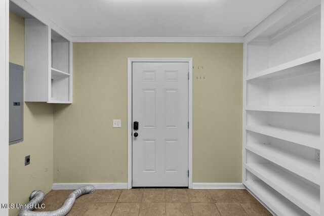 1144 Little Big Mound Rd, Bentonia, MS 39040 - washroom featuring baseboards, electric panel, laundry area, and hookup for an electric dryer