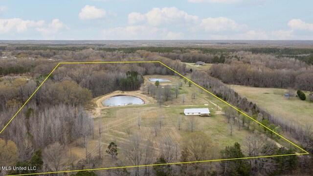 1144 Little Big Mound Rd, Bentonia, MS 39040 - bird's eye view featuring a water view and a rural view